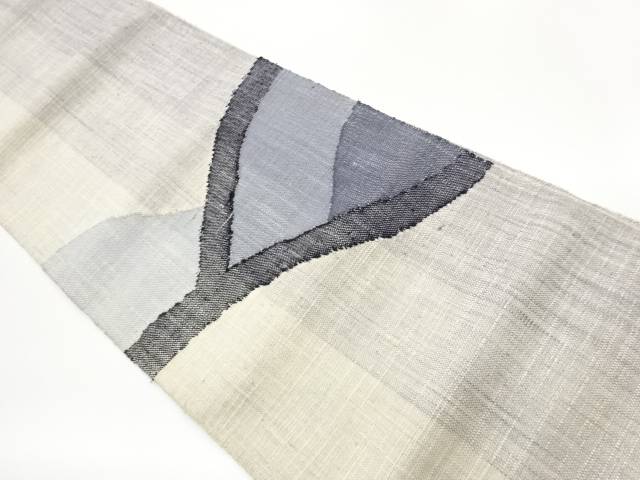 手織り真綿紬抽象模様織出し名古屋帯【中古】【着】【名古屋帯】 宗sou