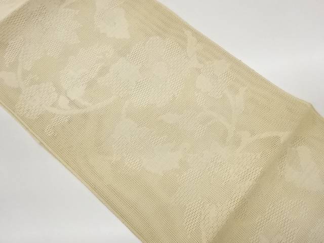 紗 花葉模様織出し名古屋帯【中古】【着】【名古屋帯】 宗sou
