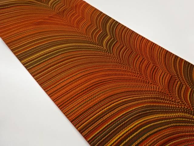 本場筑前博多抽象模様織出し名古屋帯【中古】【着】【名古屋帯】 宗sou