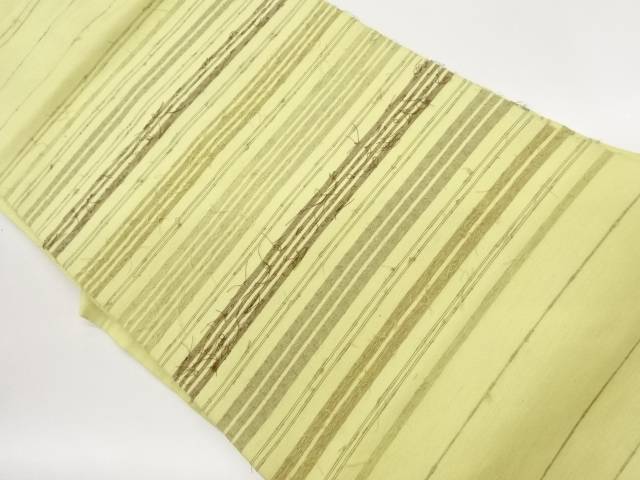 ひげ紬横縞飾りつけ織出し名古屋帯【中古】【着】【名古屋帯】 宗sou