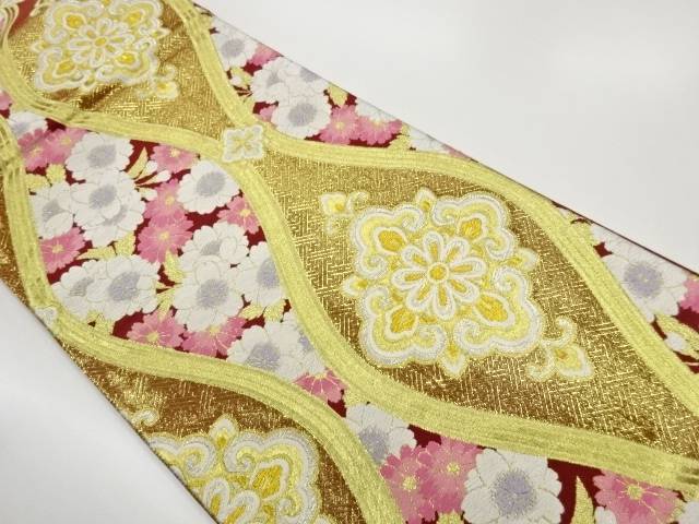 立涌に華紋・桜模様織出し袋帯【中古】【着】【袋帯】 宗sou