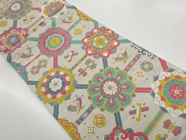 華紋に宝尽くし模様織出し袋帯【中古】【着】【袋帯】 宗sou