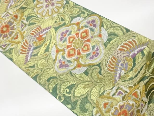 華紋・鳳凰に唐草模様織出し袋帯【中古】【着】【袋帯】 宗sou｜お茶道具・着物　【宗 sou】
