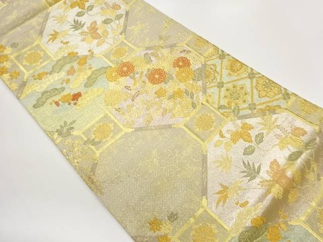蜀江文に花々模様織出し袋帯【中古】【着】【袋帯】 宗sou