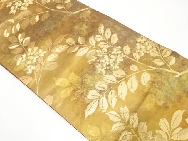 引箔　枝花模様織り出し　名古屋帯【中古】【着】【名古屋帯】 宗sou