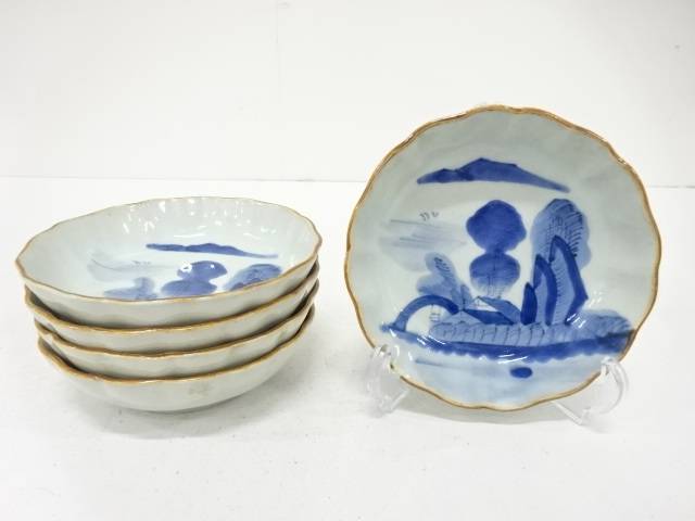 古伊万里 染付 山水 なます皿 5客揃【中古】【道】 宗sou