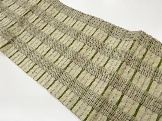 縞に横段模様織出し名古屋帯【中古】【着】【名古屋帯】 宗sou
