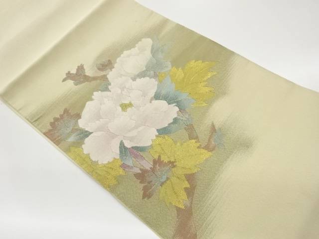 綴れ花葉模様織出し名古屋帯【中古】【着】【名古屋帯】 宗sou