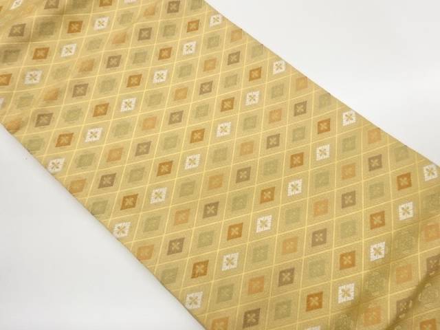 菱に唐草模様織出し名古屋帯【中古】【着】【名古屋帯】 宗sou|お茶道具・着物 【宗 sou】