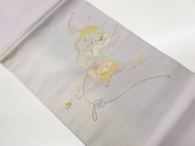 引箔仕覆に和楽器・草花模様刺繍名古屋帯【中古】【着】【名古屋帯】 宗sou 16,520円