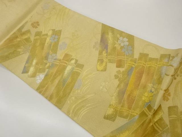 流水に筏・桜模様織出し袋帯【中古】【着】【袋帯】 宗sou