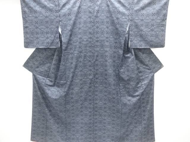 扇に華紋模様織り出し西陣伝承紬着物アンサンブル【中古】【着】【紬・お召し】 宗sou