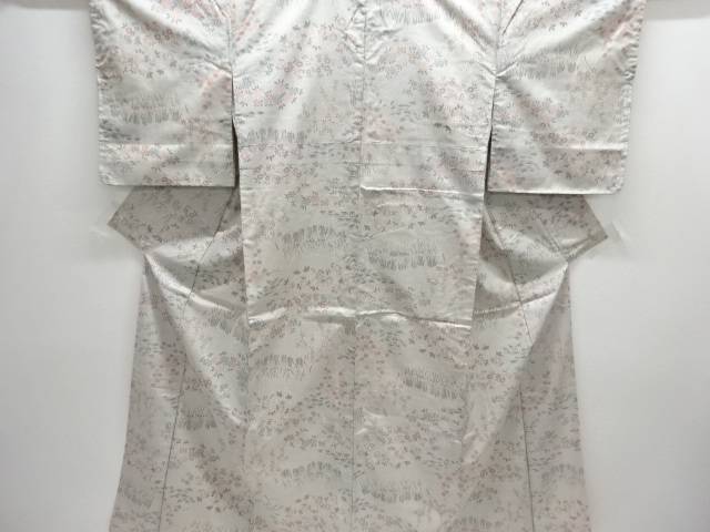 草花模様織り出し西陣お召着物【中古】【着】【紬・お召し】 宗sou