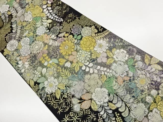 よろけ縞に辻ヶ花・鹿の子・襷模様織出し袋帯【中古】【着】【袋帯】 宗sou