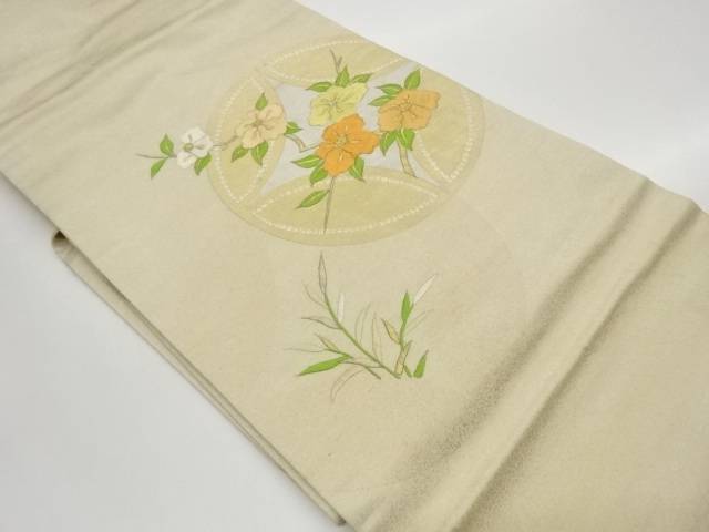 金彩七宝に椿模様刺繍名古屋帯【中古】【着】【名古屋帯】 宗sou