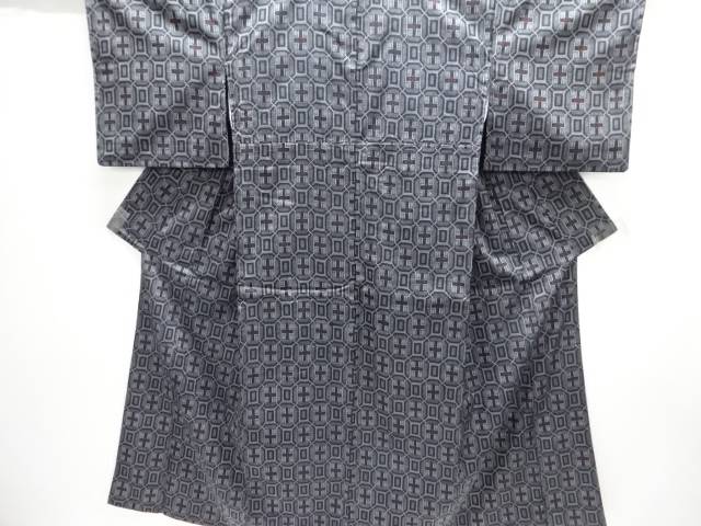 抽象模様織り出し西陣伝承紬着物アンサンブル【中古】【着】【紬・お召し】 宗sou