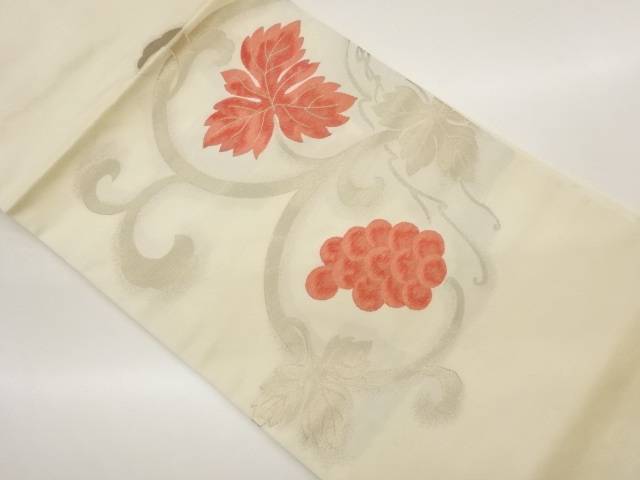 葡萄唐草模様織出し名古屋帯【中古】【着】【名古屋帯】 宗sou