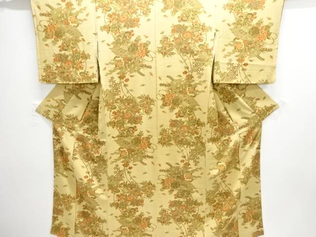 青海波に花模様小紋着物【中古】【着】【小紋】 宗sou