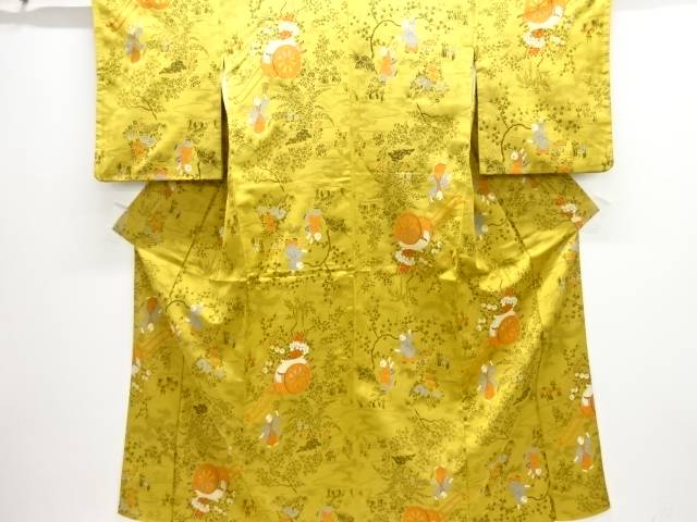 唐子に花車模様織出しお召着物【大正ロマン】【中古】【着】【大正ロマン】 宗sou 7,154円