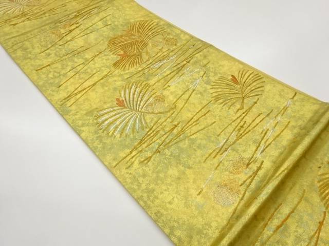 本漆箔金松葉に松毬模様織出し袋帯【中古】【着】【袋帯】 宗sou