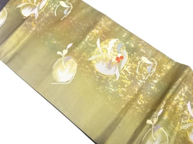 引箔　丸紋に草の実模様織り出し　名古屋帯【中古】【着】【名古屋帯】 宗sou