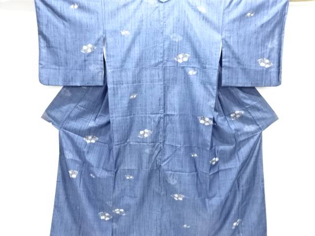 地紙に花模様織り出し手織り紬着物【中古】【着】【紬・お召し】 宗sou