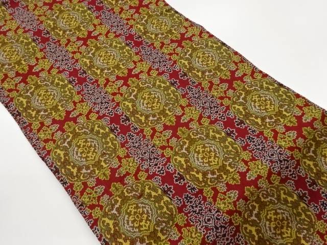 縞に華文模様織出し名古屋帯【中古】【着】【名古屋帯】 宗sou