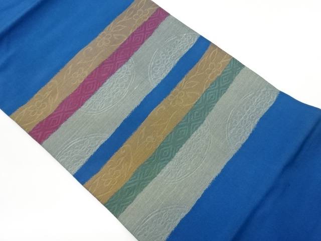 横段・丸に花唐草・子持ち菱模様織出し名古屋帯【中古】【着】【名古屋帯】 宗sou