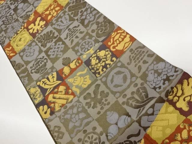 宝尽くし模様織出し袋帯【中古】【着】【袋帯】 宗sou