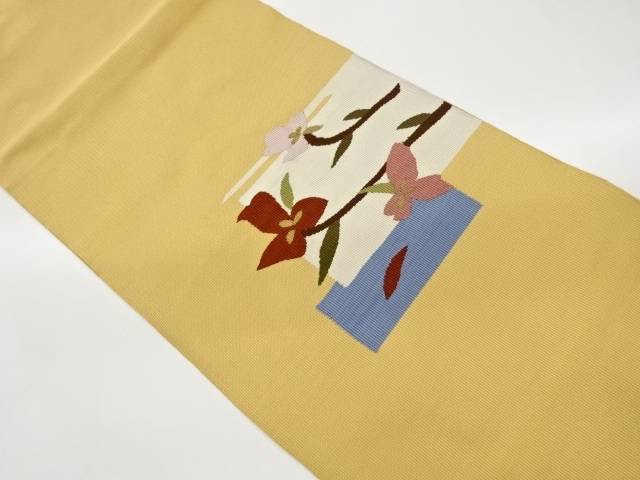 色紙に抽象花葉模様織出し名古屋帯【中古】【着】【名古屋帯】 宗sou 9,198円