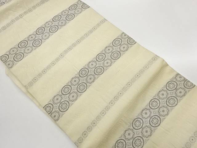 横段に華紋模様織出し名古屋帯【中古】【着】【名古屋帯】 宗sou