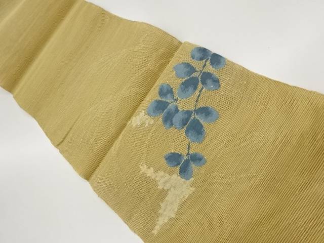 紗紬萩に花・芒飾りつけ織出し名古屋帯【中古】【着】【名古屋帯】 宗sou