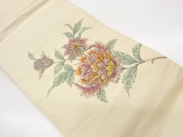 作家物　引箔手描き花葉模様名古屋帯【中古】【着】【名古屋帯】 宗sou