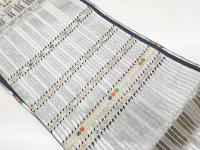 横段に幾何学模様織出し名古屋帯【中古】【着】【名古屋帯】 宗sou｜お茶道具・着物　【宗 sou】