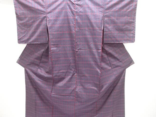 未使用品　格子織り出し本場大島紬着物【着】【紬・お召し】 宗sou