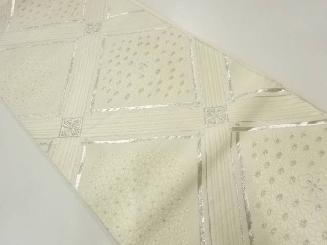襷に花模様織出し袋帯【中古】【着】【袋帯】 宗sou