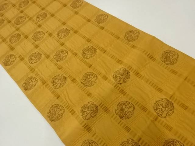 格子に鳳凰模様織出し袋帯【中古】【着】【袋帯】 宗sou