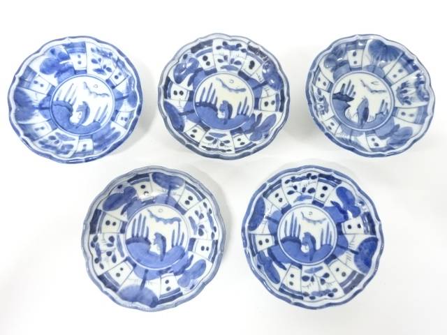 古伊万里　染付　芙蓉手　小皿5客【中古】【道】 宗sou