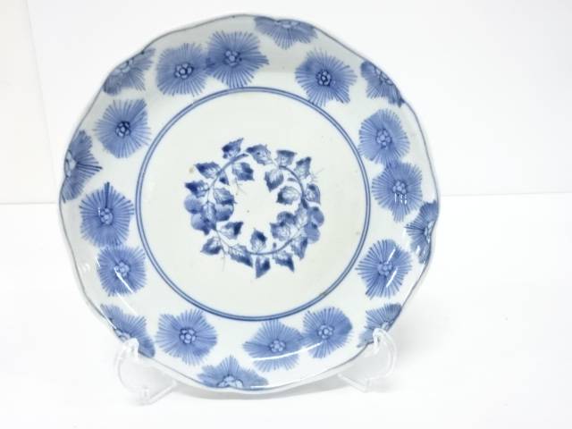 藍柿 染付 七寸皿【中古】【道】 宗sou
