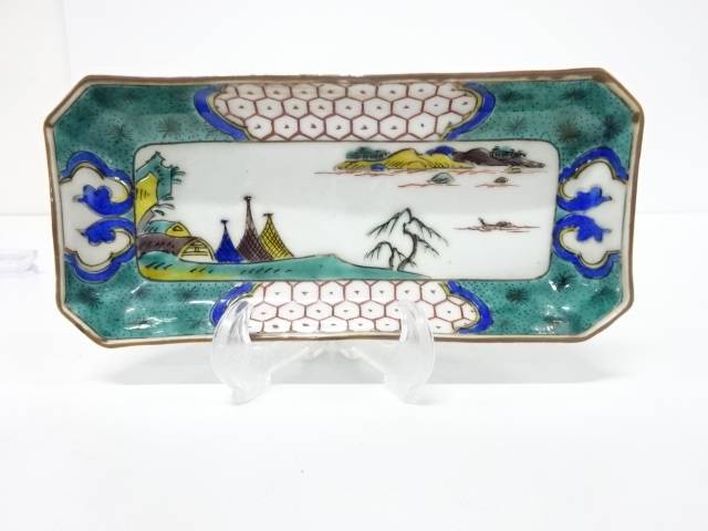 古九谷 彩画 日本の首都期 長皿【中古】【道】 宗sou