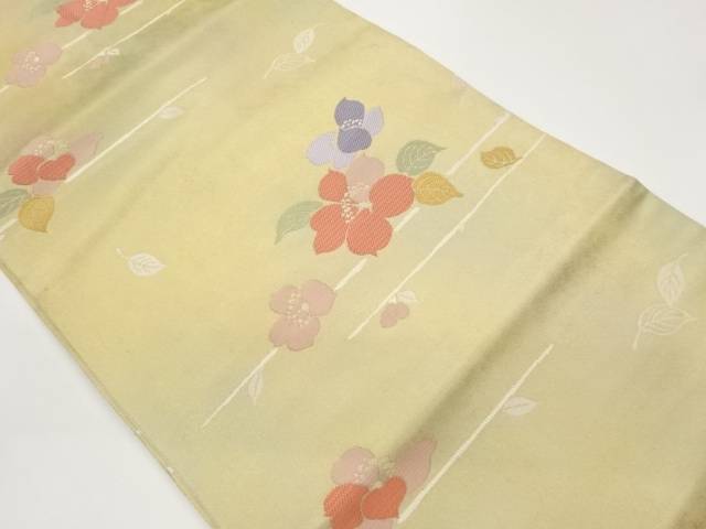 花葉模様織出し名古屋帯【中古】【着】【名古屋帯】 宗sou