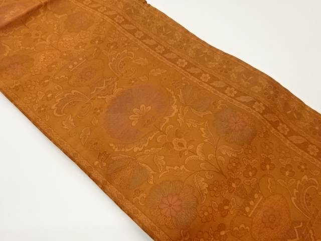 花瓶に花々・縞模様織出し名古屋帯【中古】【着】【名古屋帯】 宗sou