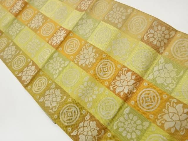 本場筑前博多遠州緞子模様織出し名古屋帯【中古】【着】【名古屋帯】 宗sou 9,828円