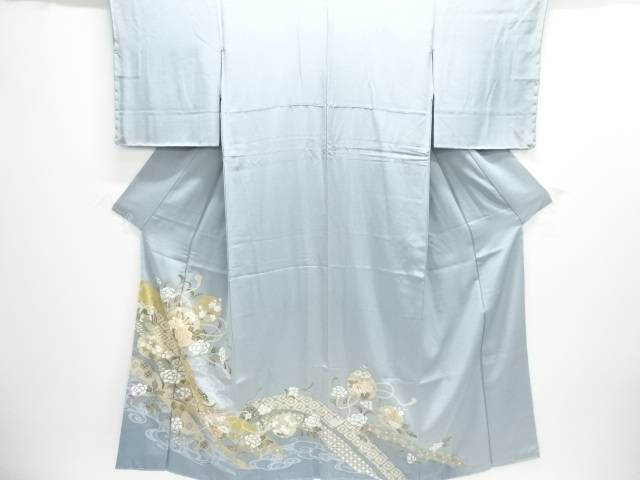 雪輪に花模様刺繍一つ紋色留袖【中古】【着】【留袖】 宗sou｜お茶道具・着物　【宗 sou】