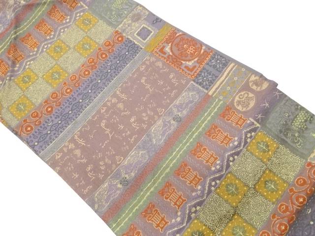 唐草に鳥・壁画・抽象模様織出し名古屋帯【中古】【着】【名古屋帯】 宗sou｜お茶道具・着物　【宗 sou】