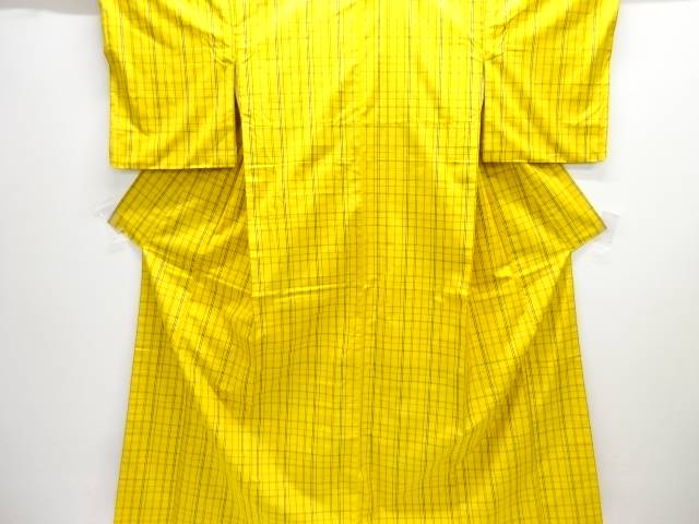 格子織り出し米沢紬着物・道中着アンサンブル【中古】【着】【紬・お召し】 宗sou