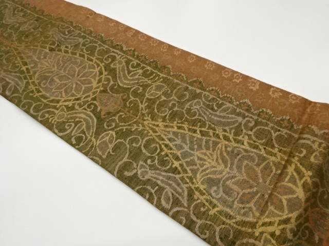 手織り紬抽象雫に花唐草・鳥模様織出し袋帯【中古】【着】【袋帯】 宗sou｜お茶道具・着物　【宗 sou】