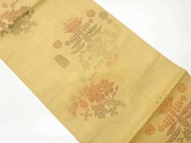 本場筑前博多菱に抽象花葉模様織出し名古屋帯【中古】【着】【名古屋帯】 宗sou 14,980円