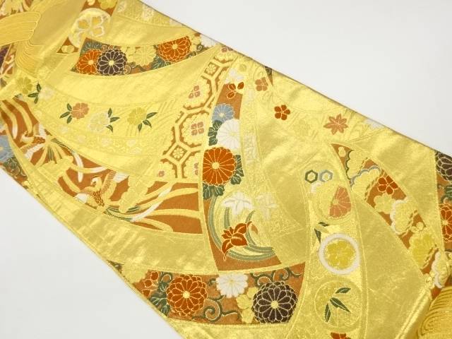 束ね熨斗に花々・松・蜀江華紋模様織出し丸帯【中古】【着】【丸帯】 宗sou|お茶道具・着物 【宗 sou】