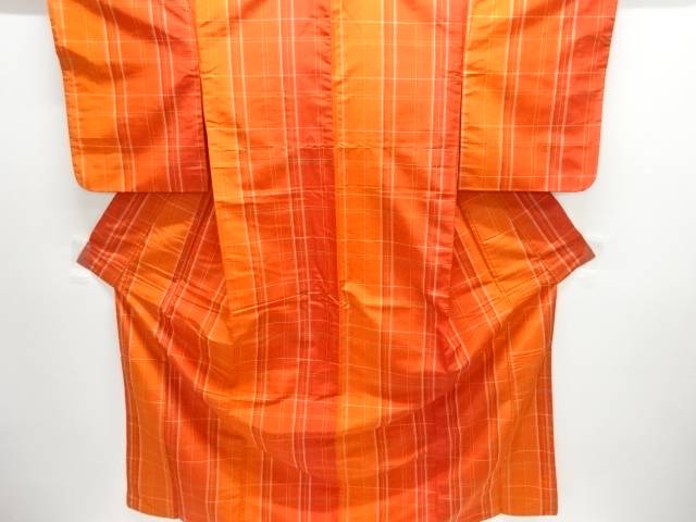 格子織り出し米沢紬着物【中古】【着】【紬・お召し】 宗sou